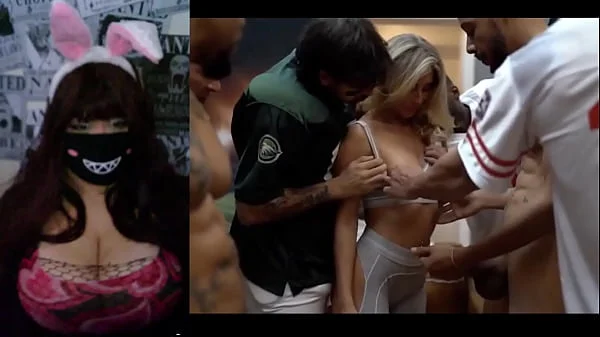 Redhead With Big Tits React a Gang Bang Video #3