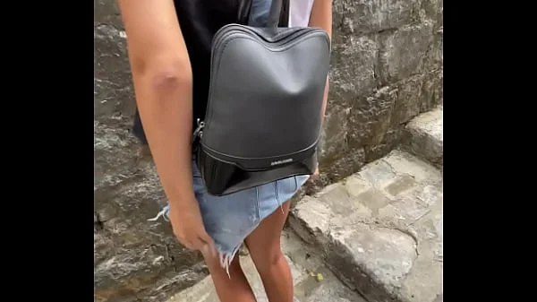 TALL SKINNY TEEN BRUNETTE FLASHES NATURAL TITS IN PUBLIC - RISKY DEEPTHROAT BLOW JOB AND SLOPPY DOGGY STYLE SEX