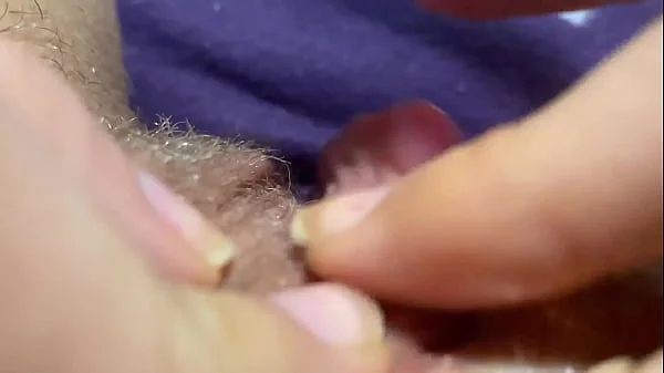 Huge clitoris rubbing and jerking orgasm in extreme closeup