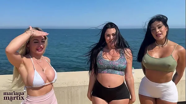 A group of friends eager for sex fucks a Spaniard they meet on the beach - Mariana Martix