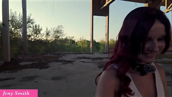 Jeny Smith caught in public place naked and locked