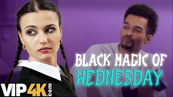 DADDY4K. FUCKING SLUT dressed as WEDNESDAY is masturbating to get DADDY'S BIG BLACK COCK