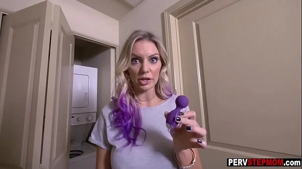 Nerdy stepson helped his horny MILF stepmom to enjoy