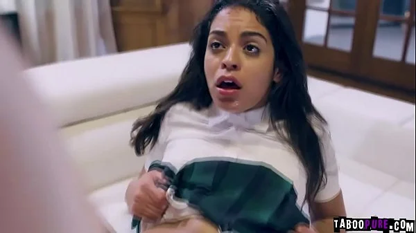 Virgin babe Casey Calvert invited by her classmate Vienna Black and tricked into sex with her stepbro Justin Hunt and started a 3some.