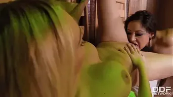 Sultry spa seductions with busty bombshells Amber Jayne & Cristina Miller