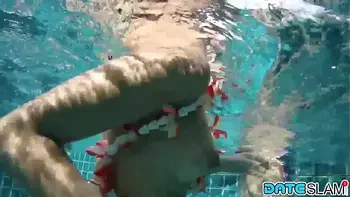 Real sex underwater fucking horny identical twin in swimming pool