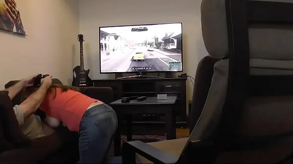 Sucked off Playing XBOX. Britney Swallows Gamer Blowjob & Big Swinging Tits