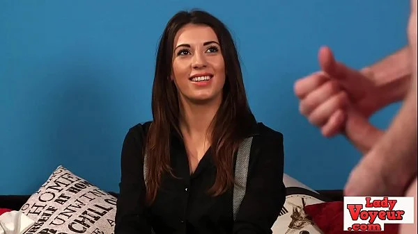 Elegant english voyeur talks to wanking loser