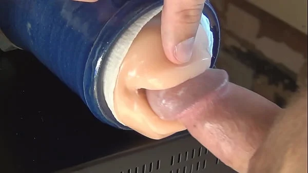 Playing with my new blowjob masturbator toy