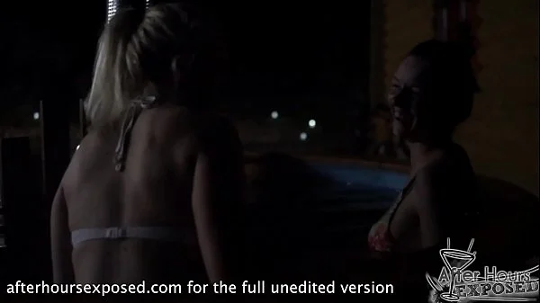 late night hot tub double blowjob and peeing and cum sharing real beauties