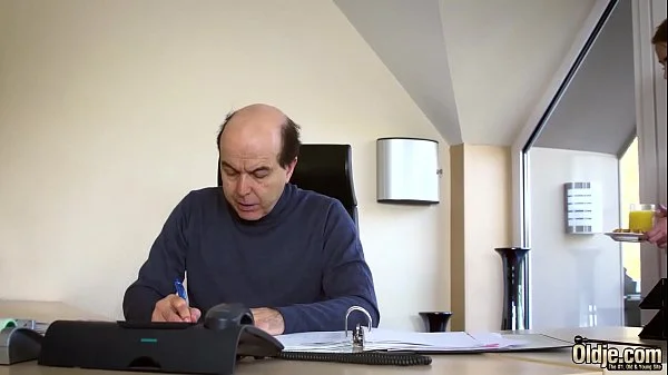 She rides the grandpa cock like she never had sex before and loves to take his cum in her mouth and swallow it