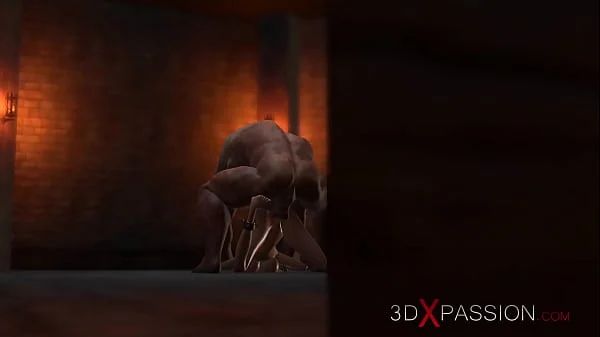 Beast man fucks hard a sweet girl in the dungeon