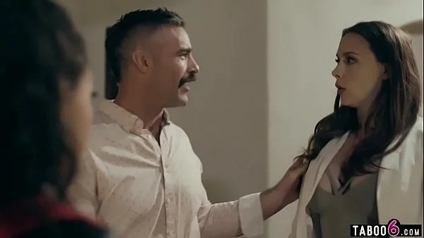 Cheating husband fucks MILF wife and his teen mistress