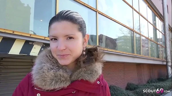 GERMAN SCOUT - Teen Gina bei Strassen Casting AO gefickt