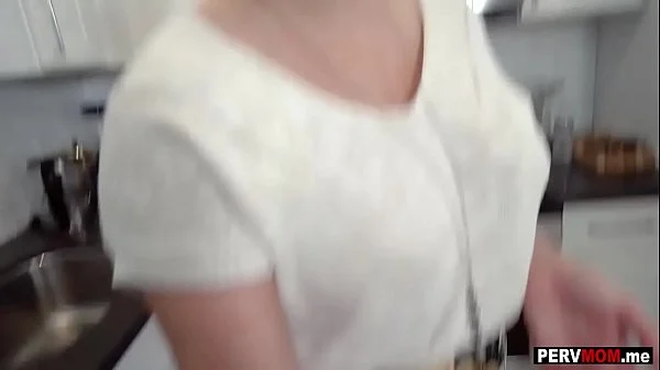 Nosey stepmom with short hair fucked in the kitchen