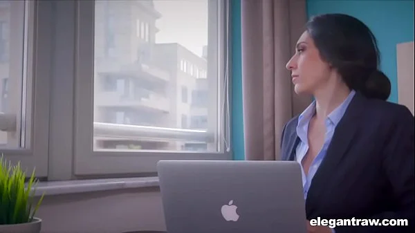 Business Woman Swallows While Working