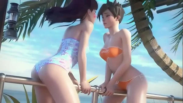 D.Va and Tracer on Vacation Overwatch (Animation W/Sound)