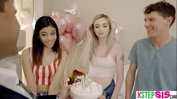 Stepsisters teen friend accepts his free fuck coupon