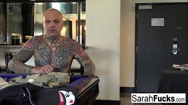 Car Jacker Sarah Jessie follows the guy to the Hotel room to fuck him!