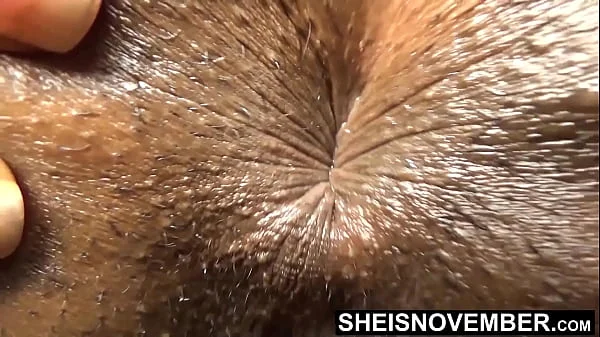 Extreme Closeup Huge Brown Booty Hole Anus Fetish, Winking Cute Young Asshole, Exposed Naked, Petite Blonde Ebony Slut Sheisnovember Sensual Posing Wet Vagina Spread Apart, Laying Face Down On Dark Sofa  By Msnovember