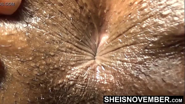 Extreme Closeup Huge Brown Booty Hole Anus Fetish, Winking Cute Young Asshole, Exposed Naked, Petite Blonde Ebony Slut Sheisnovember Sensual Posing Wet Vagina Spread Apart, Laying Face Down On Dark Sofa  By Msnovember