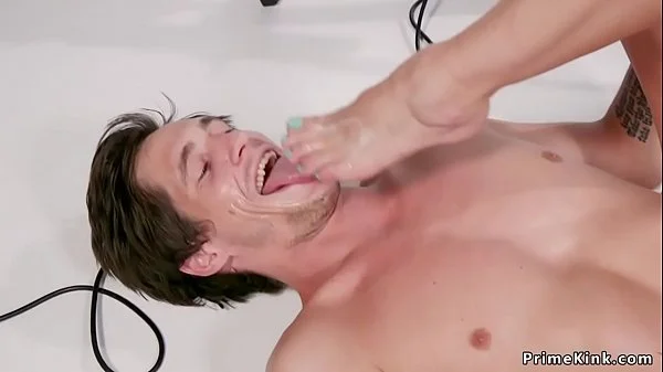 Milf anal fucks male with dildo drill