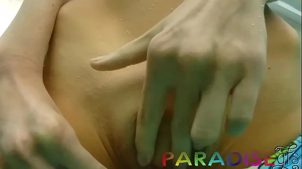 Invigorating underwater pussyjob play with skinny blonde GF at public hotel pool ft Gina Gerson