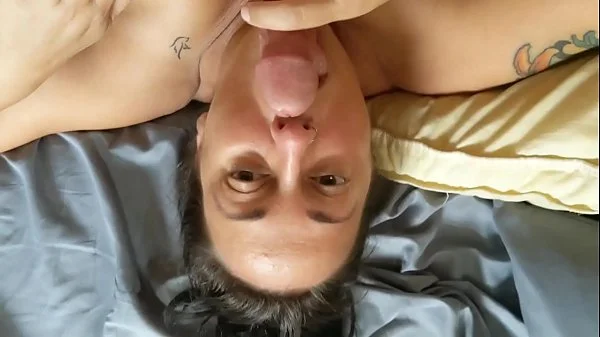 Wife blowjob with cumshot on top of her