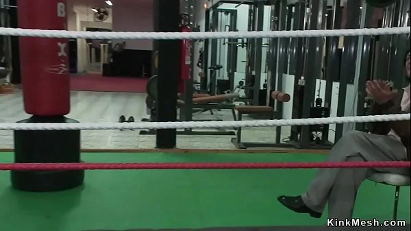 Blonde gangbang fucked in boxing gym