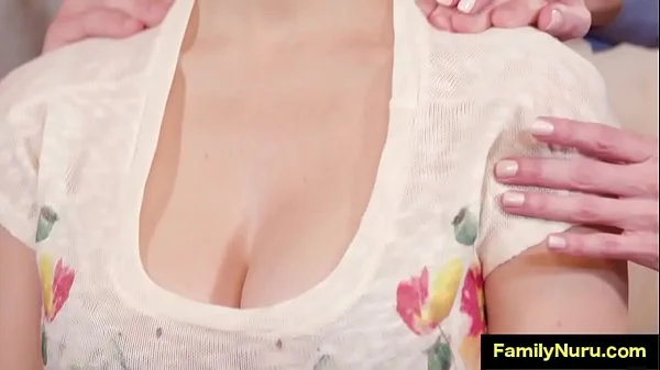 Massage threesome with stepmom