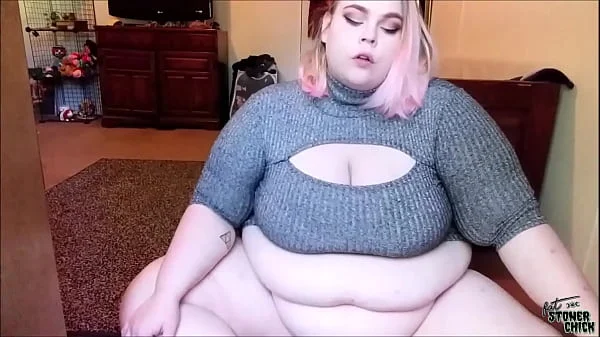 BBW Feedee over eats lots of hamburgers and burps