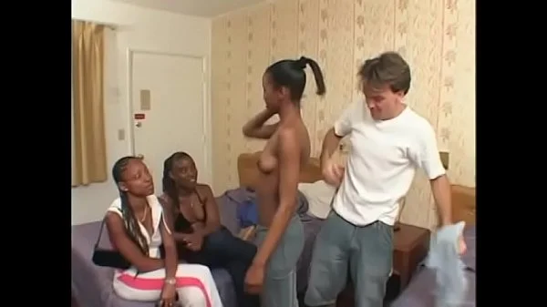 Black girl Kafe comes over and lets white guy eat out her pussy after she strips