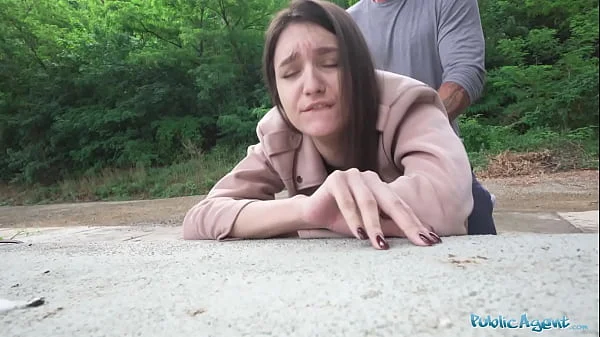 Public Agent - very cute and real college brunette 19yrs Teen art student with natural tits studies a strangers big dick outdoors in exchange for cash