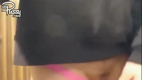 AMATEUR teen brunette masturbates to orgasm in the public toilet, selfshot