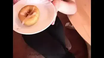 cum on food - glazed donut