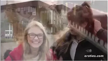 German Girls Enjoy Themselves In A Library In Berlin