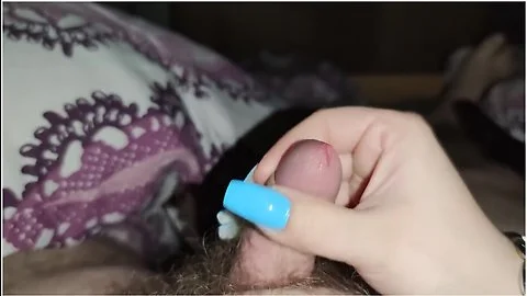 Handjob With Long Blue Nails *thick Cum