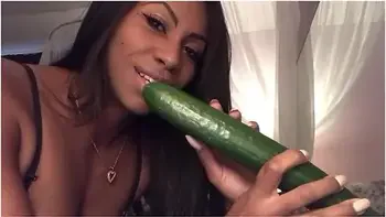 Food Sex - Sloppy Blowjob - Sucking Cucumbers - Spitting - Ebonylovers