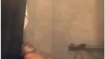 Ebony Babe In Shower Masturbating