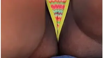 Caught Adjusting Bikini Thong On A Public Beach - Pussy Slip And Cameltoe Pov Candid - Camel Toe Pussy