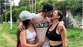 Daniela Gomez, Milan Rodriguez And Ema Ribeiro - Stranger Offers Money To Girlfriends In A Public Park To Fuck Their Tight Pussies