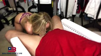 Brandi Love MILF Blowjob in Closet POV - Big Tits Mom Sucks Your Dick