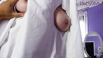 Halloween Ghost Slut Sucks Cock - Nini Divine Big Tits Blowjob & Cum in Mouth