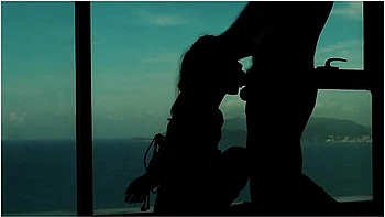 Artistic Silhouette - Tied Up Asian Teen Sucking Dick With An Ocean View - Baebi Hel