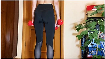 Sports Bra - Sexy Girl Working Out At Home