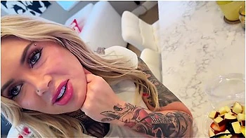 Tatted Up Blonde Babe With Big Tits Lets Her Landlord Fuck - Teddy Tarantino