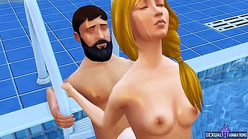My Fat Stepfather Just Wants Me To Handjob Him In The Pool - Sexual Hot Animations