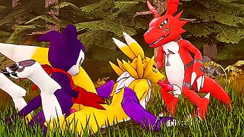 Renamon - Threesome With Guilmon And Impmon