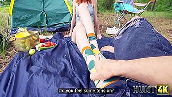 Young Russian Slut Was Fucked By A Stranger While Her Boyfriend Was In The Tent
