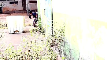 Another Way To Enjoy My Neighbor In The Abandoned And Surprised Garage Masturbating Her Pussy With A Dildo 15 Min